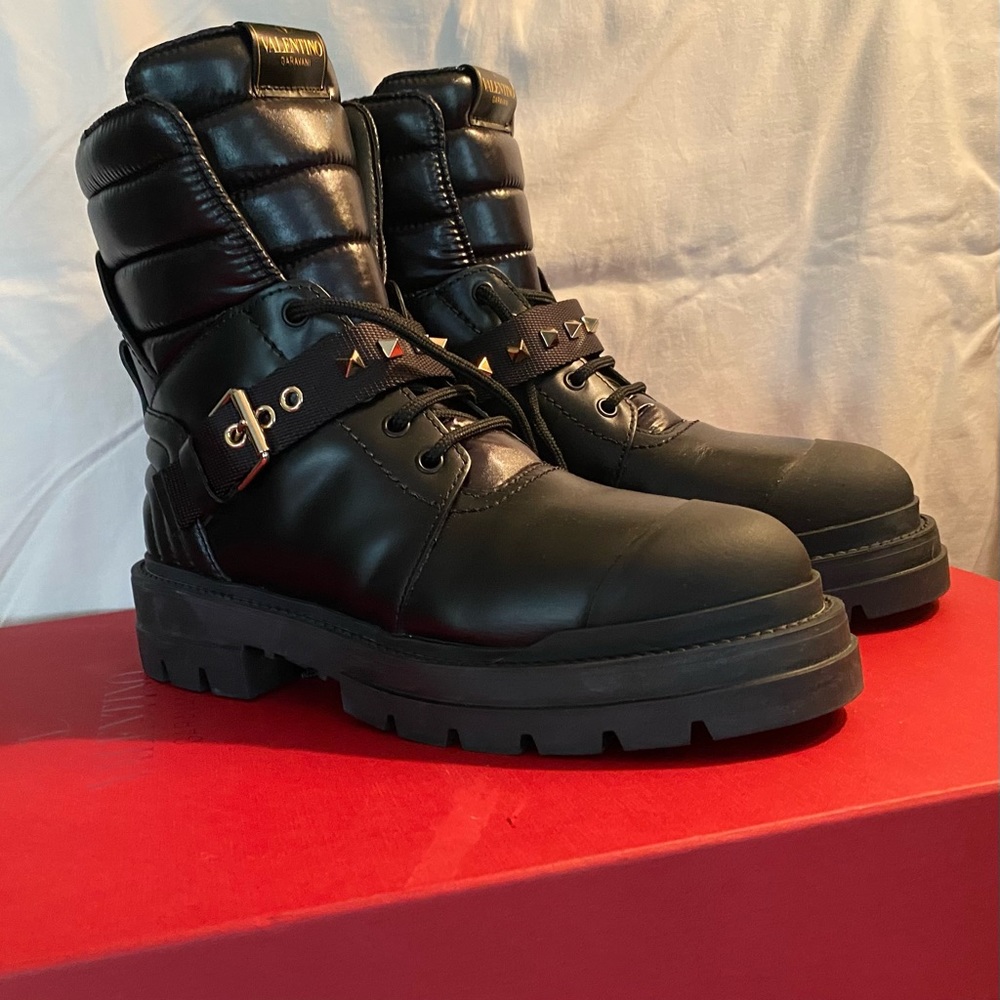 Valentino Rockstud leather Combat Boots